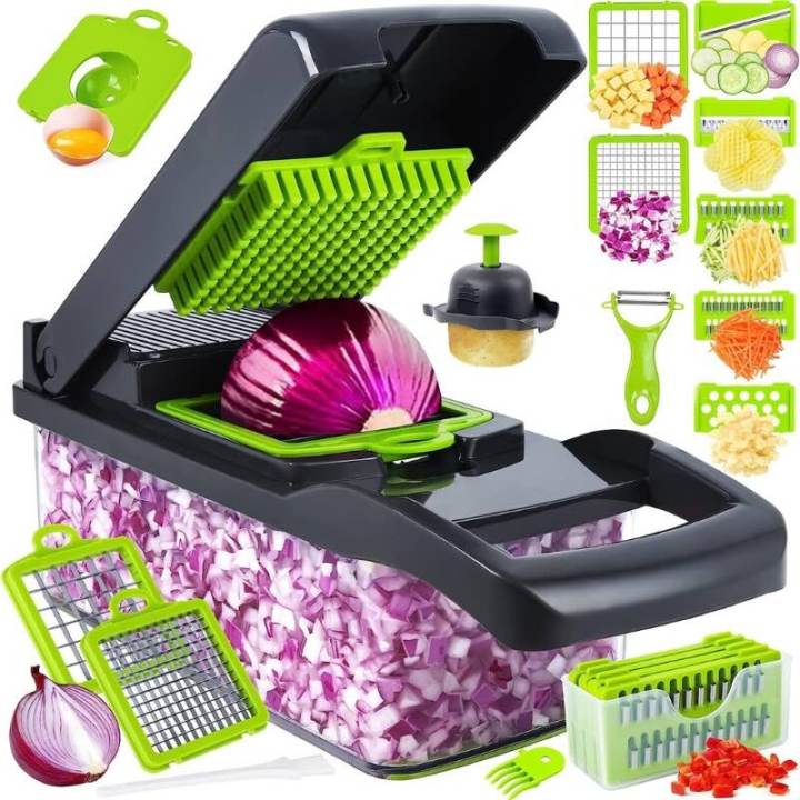 Multifunctional Vegetable Cutter Nicer Dicer Plus Salad Vegetable & Fruit Cutter .16-in-1 High-Quality Mandoline Slicer & Vegetable Chopper