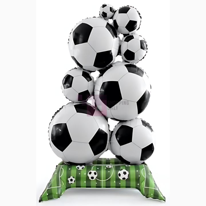Football Self Standing Foil Balloon - Football Foil Balloons - Football Large Size - 58 Inch - Football Theme Birthday Decoration - Football Birthday Theme Set - White - Boys - Pack Of 1