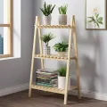 Wooden Plant Stand 2 Tier Foldable Flower Pot Display Shelf Rack Solid Wood Floor Two-layer Storage Balcony Folding Flower Stand. 