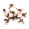 MNFT 10Pcs/Lot 8# Brown Hackle Golden Herl Rib Dark Peacock Nymph Bait Trout Fly Fishing Flies Lures. 