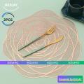 PVC Placemats & Coaster Golden & Silver Color Hollow Out Rose Gold Flower Non Slip Dining Round Table Mats Coaster Home table Decoration - SIZZLAY. 