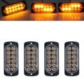 4 Pcs 12-Led Amber Flash Flashing Recovery Strobe Car Emergency Signal Led Orange Grill Breakdown Light Fog Light Beacon. 