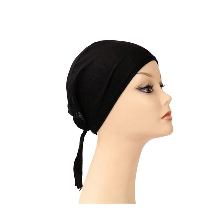 Pack of 2 Black & White Hijab Cap Soft Comfortable Material Abaya Cap For Girls/Ladies-Adjustable Size