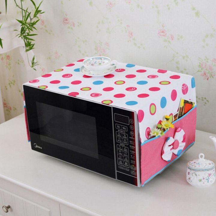 Microwave Dust Cover Waterproof Double Pocket Storage Bag Microwave Oven Cover (Multi Design & Color)
