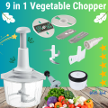Manual Hand Operated 2000 ML litter Chopper Pump Action With 9 Feature including Kadu kash Food Processor Portable Container Kitchen Gadget. 