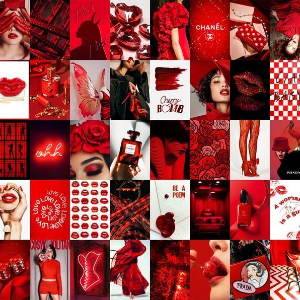 Red Theme Aesthetic Wall Photo Collage Kit 21 Cards 4x6 Inch HD Quality Prints