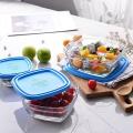 Storage Bowl Set of 3 Transparent Glass With Plastic Lid. 