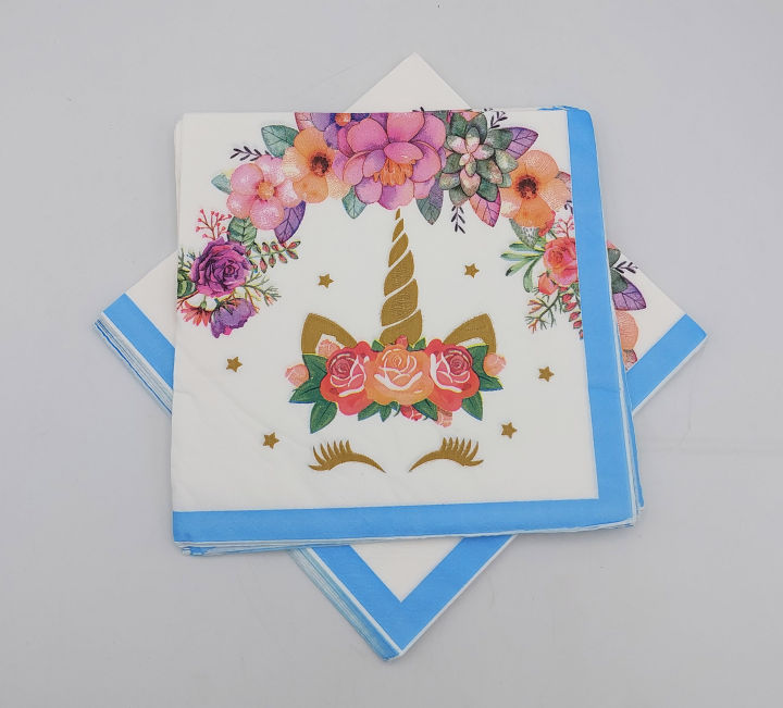 Unicorn Theme Napkins - Napkins - Pink Color - Girls Theme - Pack Of 20 Napkins