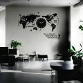 Gift City Presents 3D Wooden World Map Clock in Black - Stylish Wall Clock for Home & Offices. 