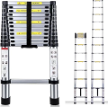 8ft Aluminum Telescoping Telescopic Ladder Folding Ladder in Extendable Ladder for Household and Outdoor-Multi-functional A Frame Portable Extension Folding Multi-Purpose Heavy Duty Compact Ladder By Big Shop In. 