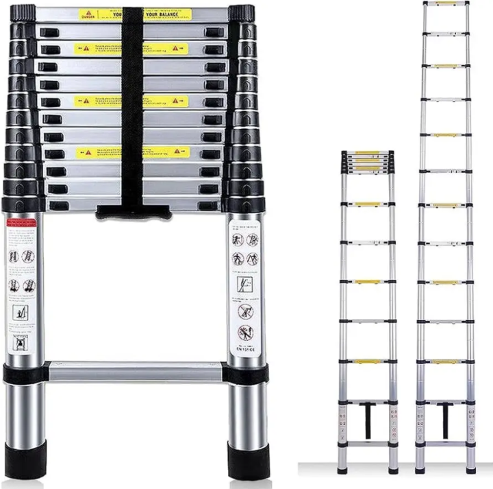 8ft Aluminum Telescoping Telescopic Ladder Folding Ladder in Extendable Ladder for Household and Outdoor-Multi-functional A Frame Portable Extension Folding Multi-Purpose Heavy Duty Compact Ladder By Big Shop In