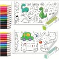 Drawing & Coloring Paper Roll/Easel for Kids with Free Paints & Paint Brush. 