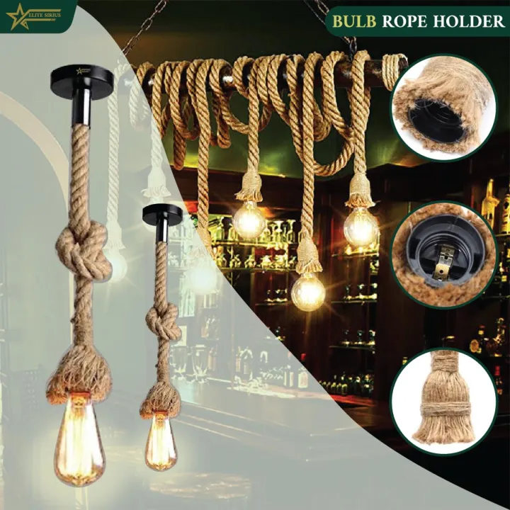 Open Bulb With Rope Bulb Rope Holder, Ceiling Hanging Pendant Lamp, Braided Rope Hanging ...