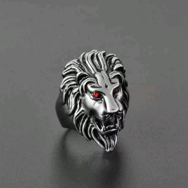 Silver Lion Head Ring