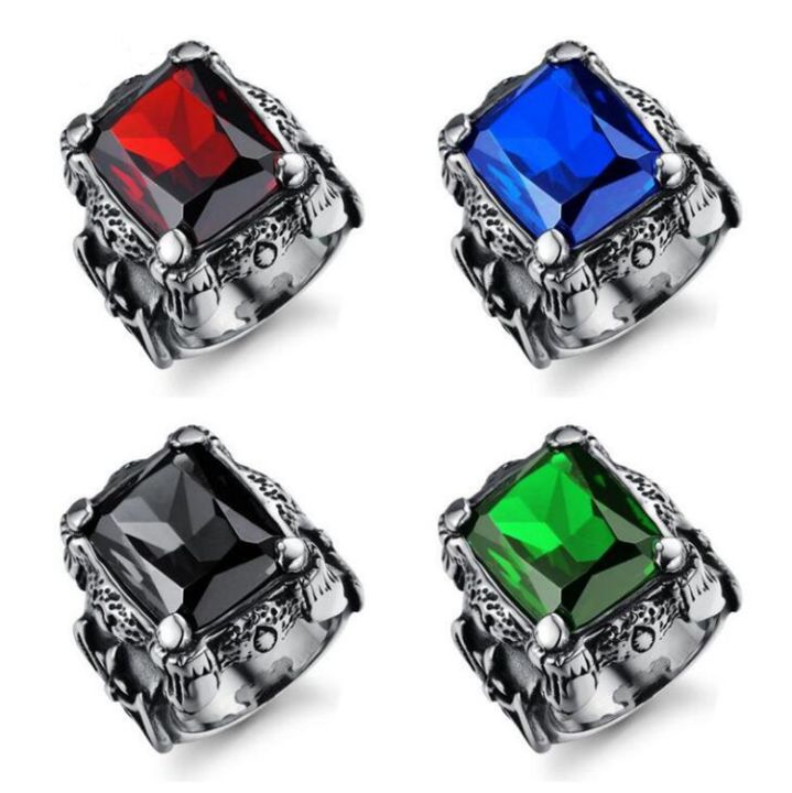 Classic Style Male Heavy Stainless Steel Big Stone Ring Designs For Men