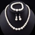 Newest Women Wedding Party Jewerly Set Simple Elegant luxury Crystal Simulated Pearl Necklace Earrings Jewelry Sets 3T040. 