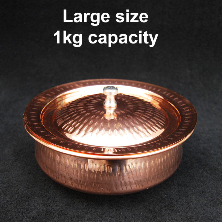 Pure Copper Handi for Serving | 1kg Capacity | 9 inch | Hammered Design