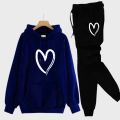 Lilac Heart Printed Tracksuit For Girls & Women - Comfy & Cozy Hoodies For Girls. 
