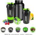 Imported Protein Shaker Bottle, Leak Proof Shaker Bottle for Protein Mixes,16oz 3 Layer Twist Off Shaker Cup with Pill & Supplement Storage, Gym Sports Shaker Water Bottle for Protein Powder. 
