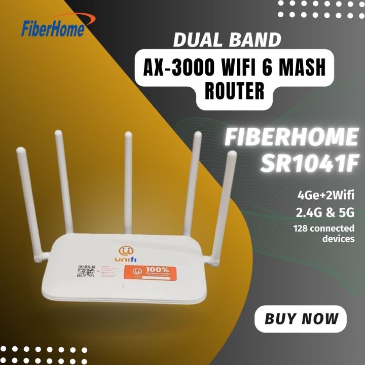 FiberHome AX3000 Wi-Fi 6 Mesh Router SR1041F Dual band router  WiFi 6 Gaming Router, Latest d link router with wifi6 Technology (Branded Used)With Adapter Best Product Minimum Price
