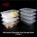 Pack of 20 - 750 ML. Microwave Disposable Food Storage Boxes - Clear Transparent Plastic. 