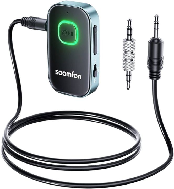 Bluetooth 5.0 AUX Adapter Transmitter Receiver 2 in 1 - SOOMFON 3.5mm Bluetooth Adapter Dual Connection, Wireless Audio Adapter for TV/Home Stereo/Car/Headphones/Speakers/PC