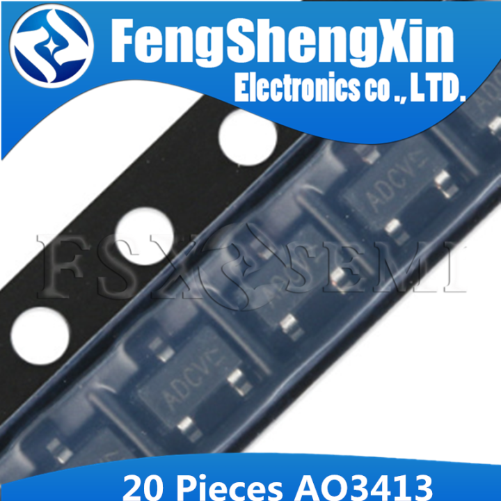 20pcs AO3413 SOT-23 SOT23 20V P-Channel MOSFET