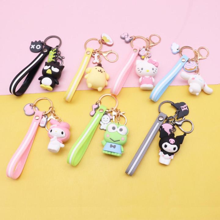 【Footprint】 Cute Cartoon Sanrio Kuromi Mymelody Pendant Keychain Holder Key Chain Car Keyring Mobile Phone Bag Hanging Jewelry Kids Gifts