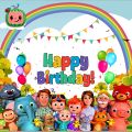 COCOMELON Birthday Theme Backdrop / Birthday Theme Decoration / COCOMELON Theme Printed on Panaflex Size 4x4 Feet. 