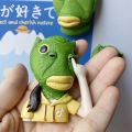 [4 free shipping] Douyin creative drinking water button nose green fish three-dimensional magnetic refrigerator stickers decorative net red magnets. 