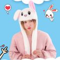 Cute Cartoon Bunny Hats With Moving Ears Hat Plush Earflaps Cap Cosplay Costume Toy Hat Bunny Earmuffs Beanie Casual Animal Caps. 