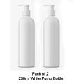 White Empty Plastic Pump Bottles 250ml (Pack of 2) Travel Size Lotion Pump Bottle for Oil / Hair Oil Empty Bottle Pump 250ml / Pump Bottles for Shampoo, Hand Wash, and Beauty Care etc.. 