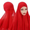 Ready-to-Wear Chiffon Georgette Hijab with Stitched Jersey Cap - Pinless, Instant Style for Women. 