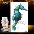 OMMGO Seahorse Dolphin Ocean Temporary Tattoos Sticker Watercolor Tattoo Flash Custom Tatoo For Children Women Body Art Arm. 