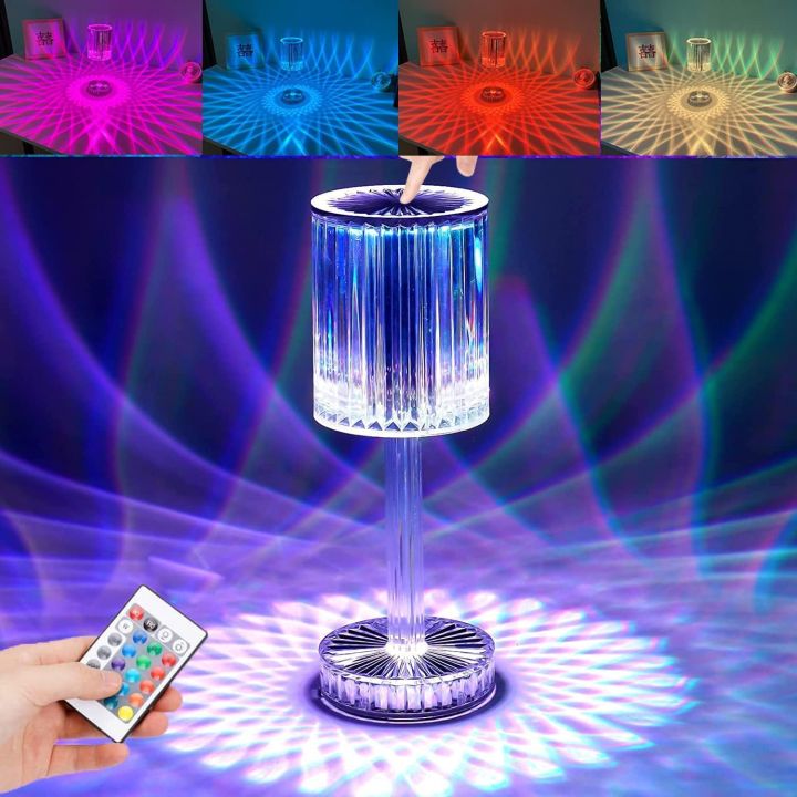 Rechargeable Diamond Crystal Table Lamp Acrylic Desk Decor Atmosphere Lamp LED For Home/Room