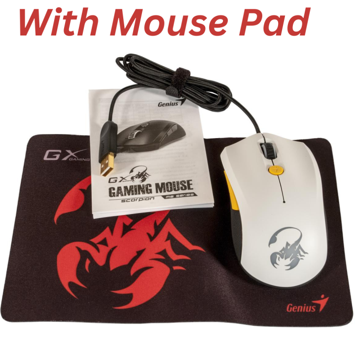 RGB%20Genius%20GX%20Gaming%20Mouse.%20Mouse%20with%20Free%20GX%20Gaming%20Scorpion%20Mouse%20Pad%20-%205%20Buttons%20And%205000%20DPI%20%E2%80%93%20High%20Performance%20USB%20Wired%20Mouse.White%20and%20Orange.Available%20at%20an%20affordable%20price%20on%20MaxShop.%20-%20Image%202
