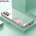 Jizetin (Free Lanyard) for Samsung A72 / A72 5G Back Cover Cute Dogs Luxury 6D Plating Case Side Pattern Soft Silicone Square Phone Cases. 