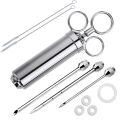 Meat Injector Syringe, 2-oz Marinade Flavor Injector 304 Stainless Steel with 3 Professional Needles,2 Cleaning Brushes and 4 Silicone O-rings. 