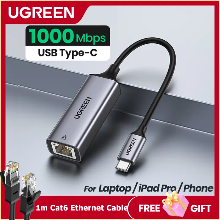 UGREEN USB C to Ethernet Adapter RJ45 to Thunderbolt 3 Type C Gigabit Network LAN Converter 10/100/1000Mbps for MacBook Pro Air, iPad Pro, Galaxy S20 S10 S9, XPS 13 15, Surface Book 2 Go, Chromebook