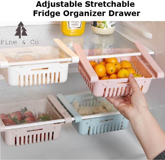High Quality Unbreakable Adjustable & Stretchable Fridge Storage Basket Expandable Fridge Storage Rack Plastic Fridge Space Saver Food Organizer Tray Refrigerator Pull-out Drawers (Large Size) Multicolour