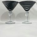 Hand Blown Art Zebra Design Martini Glass black Color. 
