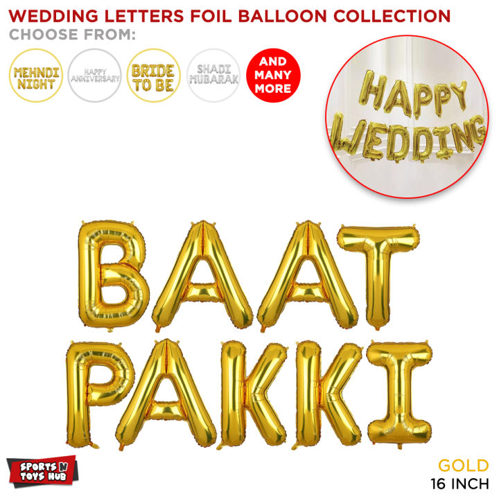 Wedding Foil Mylar Balloons & Themes Set Collection For Decoration Your Celebration Place Venues Reception Banquet Shaadi Halls Home Lawn Garden Shadi Mubarak Walima Mehndi Mayun Ceremony Function Anniversary Rasam Party Decor Supplies Photo Booth Prop