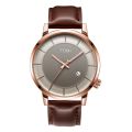 TOMI T101 Casual Fashion Date Quartz Watch For Men Leather Strap Round Dial. 