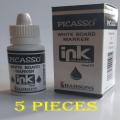 PICASSO White Board Premium Quality Black Marker Ink - 15ml 5Pcs. 