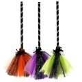 2Pcs Halloween Party Witch Broom Plastic Witch Broomstick Kids Broom Props Witch Hat For Halloween Cosplay Costume Party Decor. 