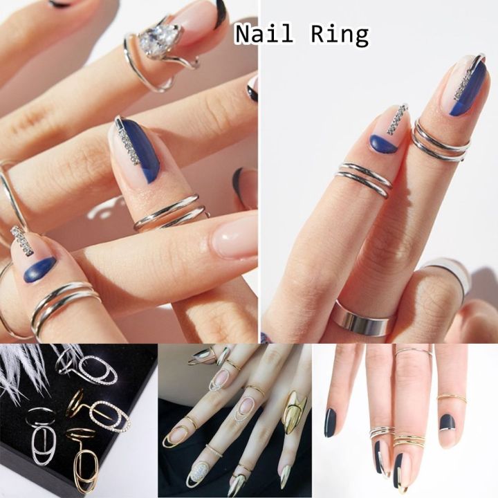 High Quality False Nail Nail Rings Reusable French Fake Nails Fingertip Nail Rings Removable Causal Manicure Nail Ring Girls