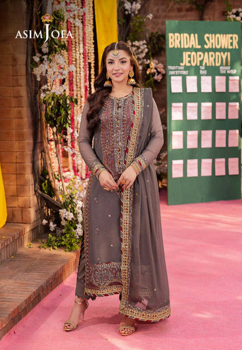 Asim Jofa Unstitched 3 Piece Suit, Dupatta, Shirt, Trouser, Unstitched For Women and Girls - Fabric: Lawn - Collection: Asim Jofa Jag Mag - Designcode:AJMJ-19-UNS