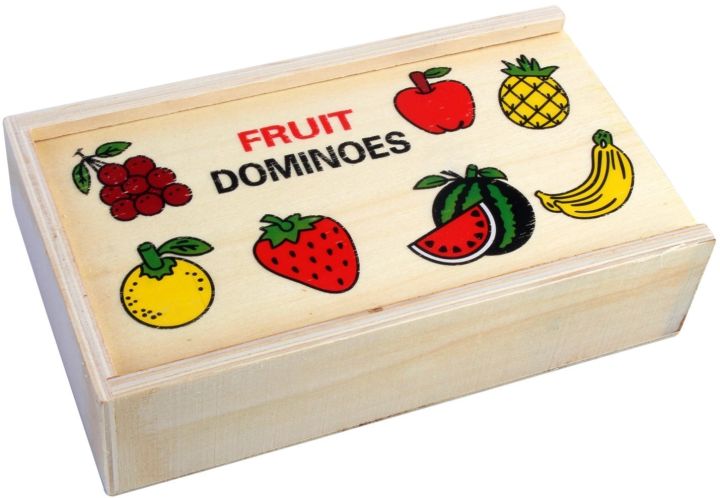 Wooden Dominos Game Set Fruit Theme Puzzles