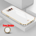 Biruiqu for Samsung Galaxy S8 Back Cover Luxury 6D Plating Frame Shiny Bling Phone Pounch Soft Silicone Square Phone Case. 