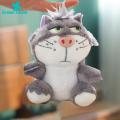 Green Home Car Key Chain Seated Posture Cute Plush Lucifer Cat Pendant. 